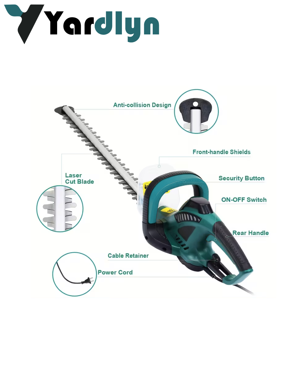 Yardlyn 600W Corded Electric Hedge Trimmer & Pruner – 550mm Blade Garden Cutter