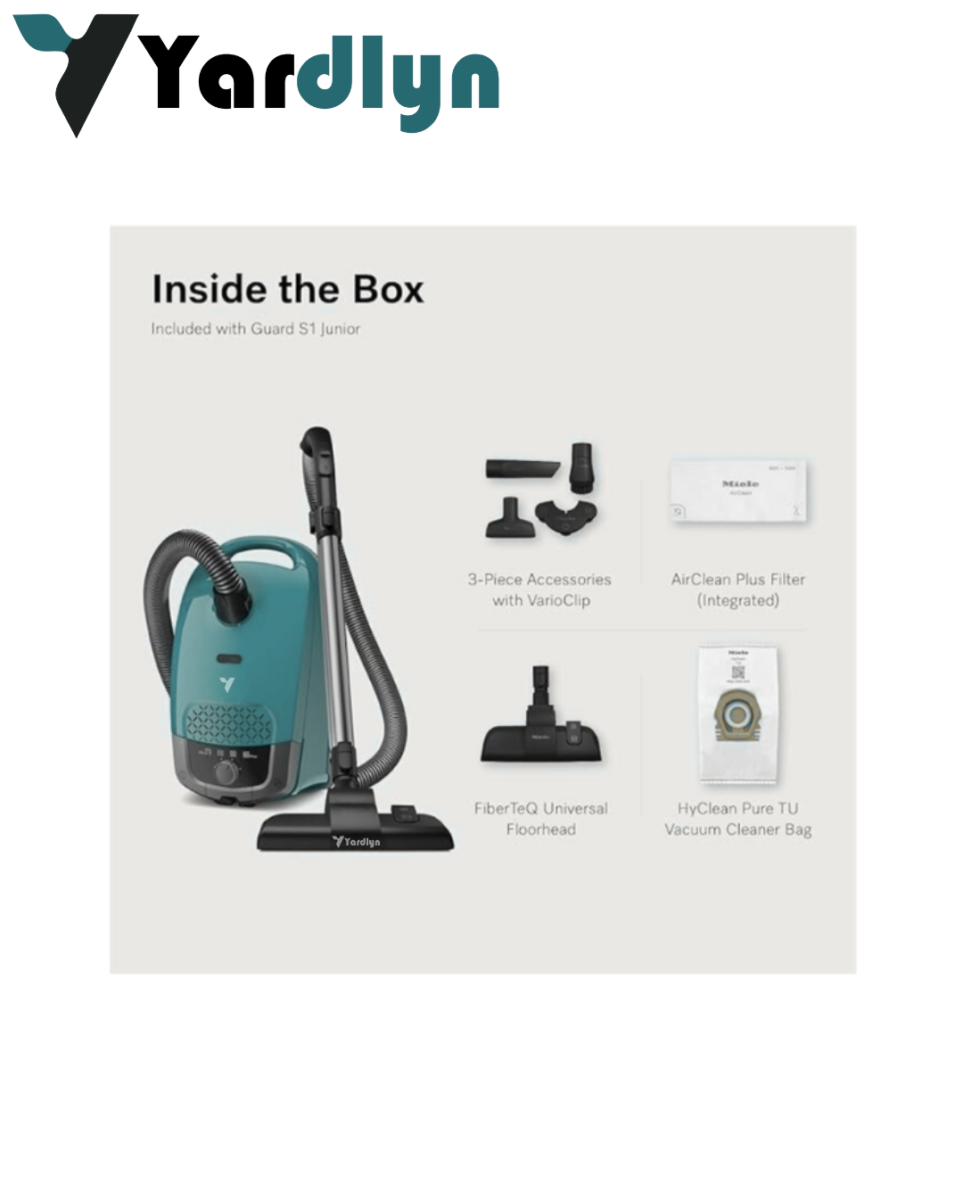 Yardlyn Miele Guard S1 Junior Bagged Cylinder Vacuum Cleaner – AirClean Filter, FiberTeQ Floorhead